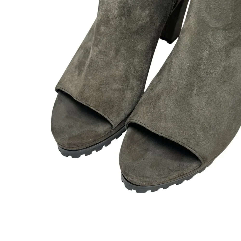 AllSaints Womens Boots Green/gray Olive‎ Suede Micaela Peep Toe Ankle size 10